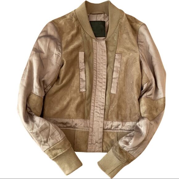 All Saints | Craddock Suede Bomber Jacket Size 00 - Picture 3 of 8